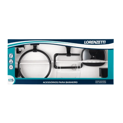 LORENZETTI KIT ACESSORIOS F24 QUADRA PRETO 5PCS