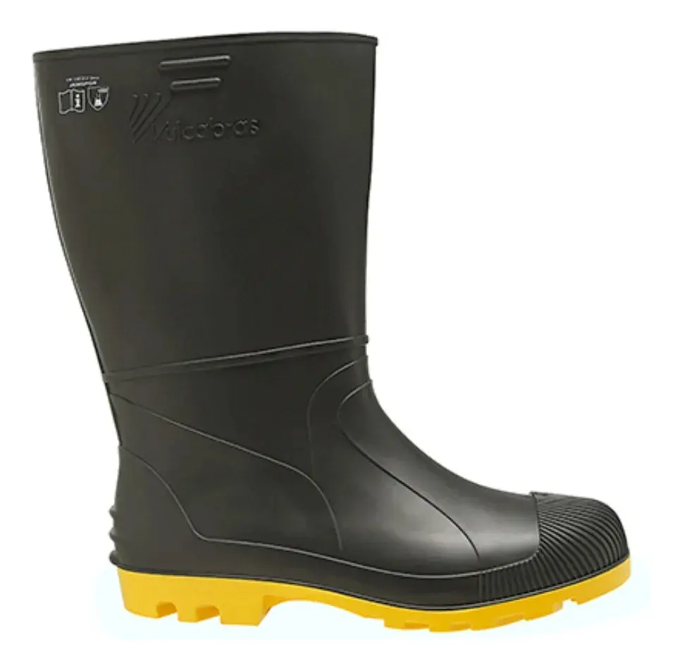 BOTA LONGA PRETA SOLA AMARELA - VULCABRAS
